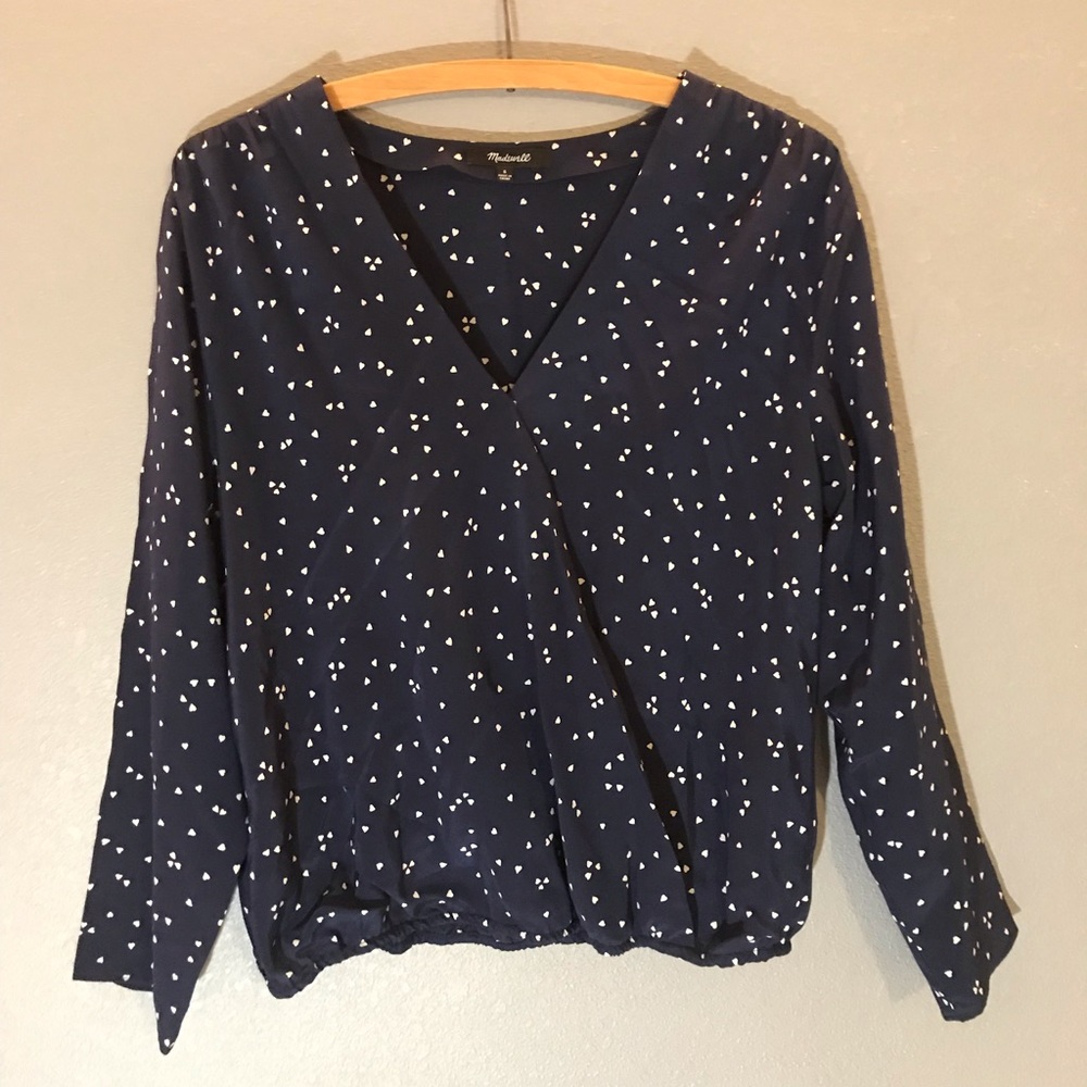 Madewell Silk Wrap Top in Heart Flip